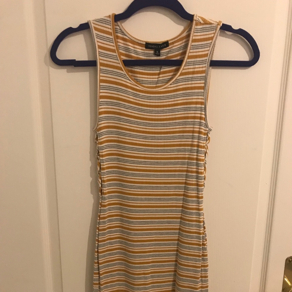 Kendall and Kylie orange striped bodycon dress